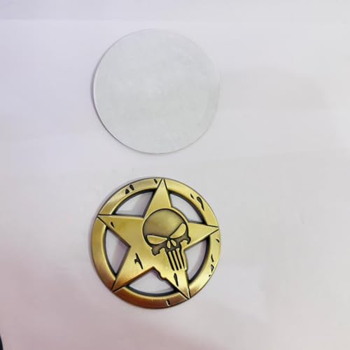 Image of Emblems for Car & Bike Metal Lo.go and Grill Me.tal Lo.go, Auto Accessories for Car Emblem 3D Badge Auto Racing Sport Sticker Grand Tourer Decal. (Round Star Skull Bronze Punisher)