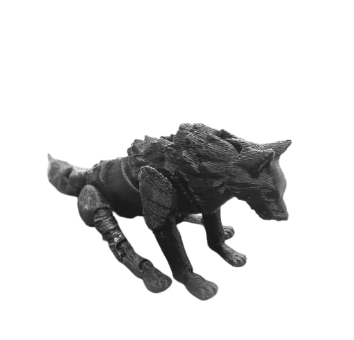 CERO 3D Printed Flexi Print-in-Place Wolf (Black PLA Plastic)-image-49