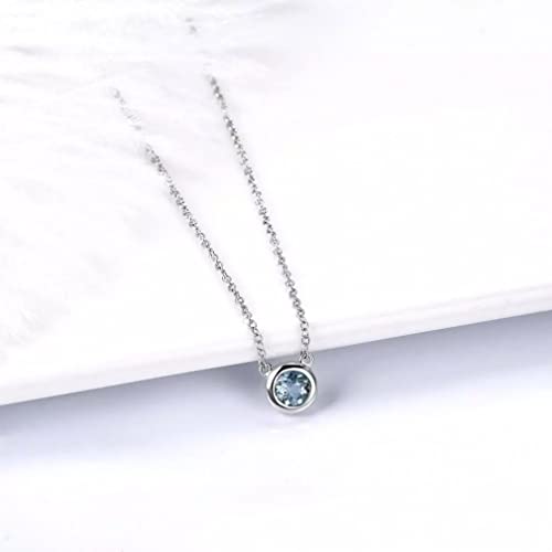 Collier Argent Aigue-Marine Fine Anti Ternissement Peau Sensible - 5