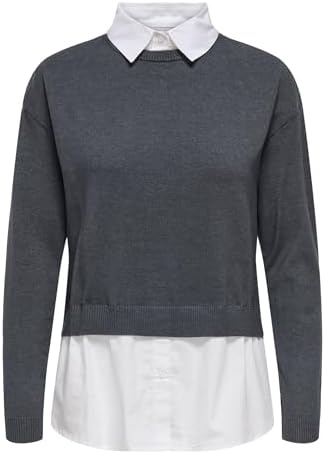 ONLY Jersey para Mujer Onlpayson LS Mix KNT, Gris Oscuro, XS