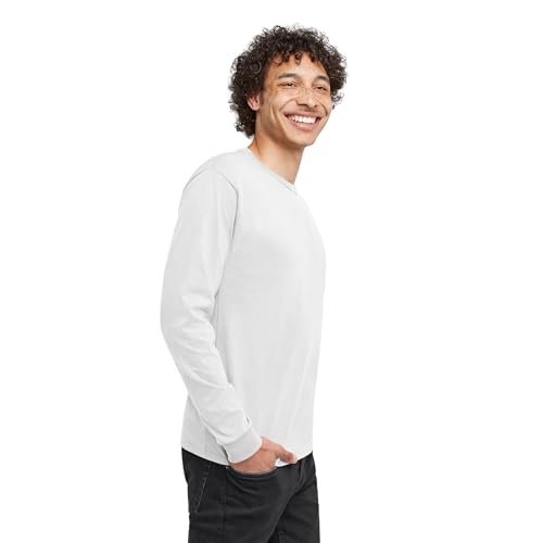 Hanes Men's Essentials Long-Sleeve T-Shirt, Crewneck Cotton T-Shirts for Men, 2-Pack