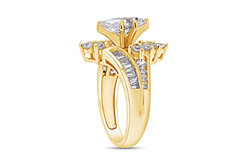 AFFY Marquise & Round Cut White CZ Cocktail Engagement Ring in 14k Gold Over Sterling Silver (3.20 cttw)4