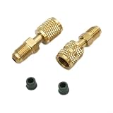 Quiclume R410A AC Adapter Set 2 Stück, 5/16" SAE auf 1/4" SAE, Messing Gold, Außengewinde für Ventilwerkzeug, Anti-Aging, Kältemittelverlustschutz