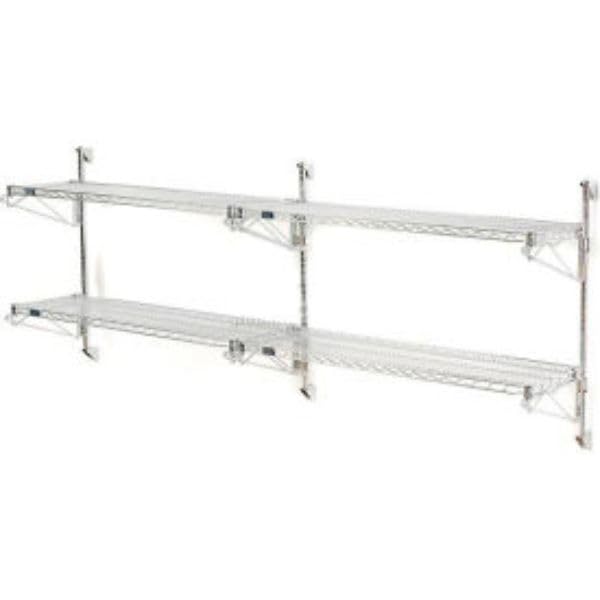 34 x 60 x 14 in. Nexel Poly Green Epoxy Wall Mount 2-Shelf Add-On Wire Shelving