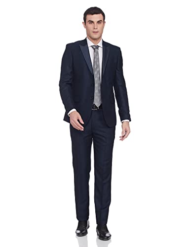 Image of Raymond Rayon Blend Men's Full Sleeve Contemporary FIT Dark Blue Formal Suit