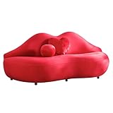 Lip-Shaped Velvet Loveseat Sofa, 80 Inch Red Statement Couch with Decorative Pillows, Medium-Firm/Fully Assembled, Outside Delivery - Restocking Fee (Red)