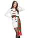 Women's Snowman Ugly Sweater Dress - White Snowman Christmas Dress with Scarf: Large