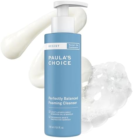 Paula's Choice RESIST Perfectly Balanced Foaming Facial Cleanser, Face Cleanser with Hyaluronic Acid & Aloe, Anti-Aging Face Wash, Large Pores & Oily Skin, Fragrance-Free, 6.4 Fl Oz