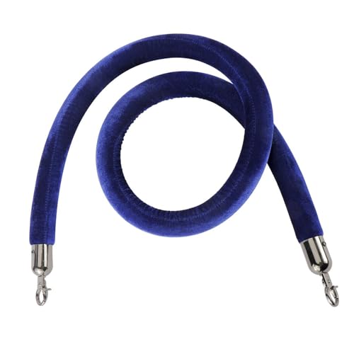 Crowd Control Barriers Velvet Rope, Blue Stanchion Ropes for Hospital Playground Bank Movie Theaters Entryway, Queue Line Dividers with Gold/Silver Snap Ends(Silver Hook,200cm/6.6ft)