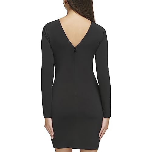 Image of Guess Women's Knot Detail Fitted Long Sleeve V-Neck Dress