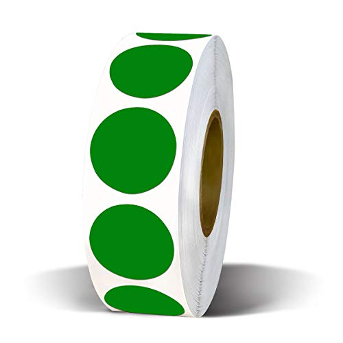 LABEL&MORE 1 inch Round Sticker Dots Color Coding Labels, Multipurpose and Writable Adhesive Circle Stickers, Green Dots 1000/Pack