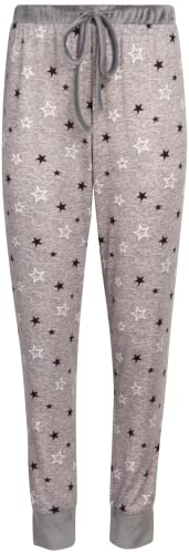 Lucky Brand Women's Pajama Set - 2 Piece Long Sleeve Sleep Shirt And Jogger Pants With Velour Trim (S-Xl), Size Medium, Black/Stars #TOP5