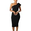 Mokoru-Womens-Sexy-Ruffle-One-Shoulder-Sleeveless-Bodycon-Party-Club-Midi-Dress Mokoru Women's Sexy Ruffle One Shoulder Bodycon Elegant Cocktail Party Midi Dresses, Large, Black