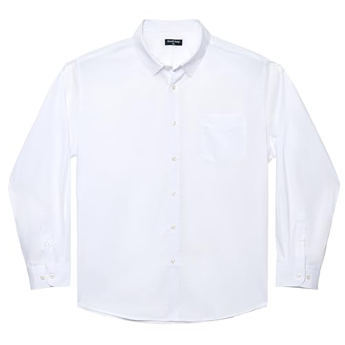 Double Pump Big and Tall Dress Shirts for Men Long Sleeve Business Casual Solid Button Down Shirts from XXL(T) to 6XL(T)