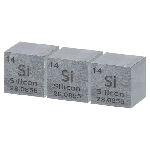 uxcell 3 Pcs Silicon Cube, 0.39 Inch High Density Metal Element Cube Metal Density Cube for Chemical Elements Collection Science Education Experiment Application, Silver