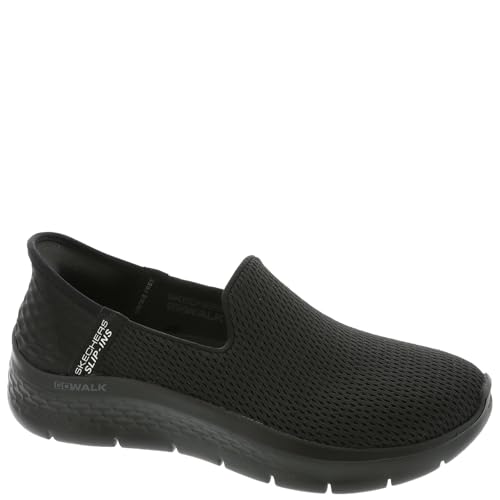 Skechers Damen Hands Free Slip-ins Go Walk Flex-Relish Sneaker, Black Textile/Trim, 42 EU Weit