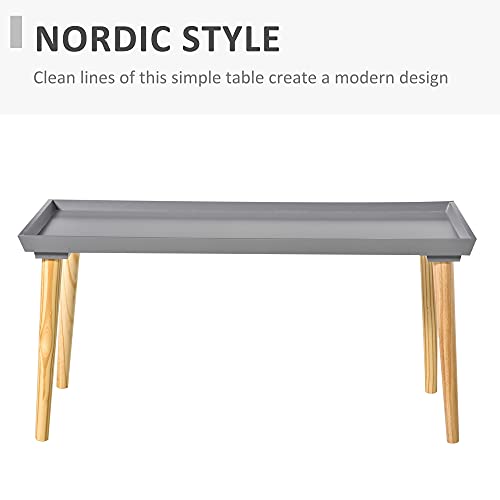 Homcom Nordic Tray Top Coffee Table With Solid Pine Wood Legs For Living Room Or Bedroom, Grey/Natural #TOP6