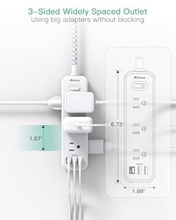 Mifaso Extension Cord, Surge Protector Power Strip, Long Extension Cord with 9 Outlets 3 USB Ports, Extension Cord with Multiple Outlets, USB Power Strip for Dorm Room Essentials, College(15FT, White)
