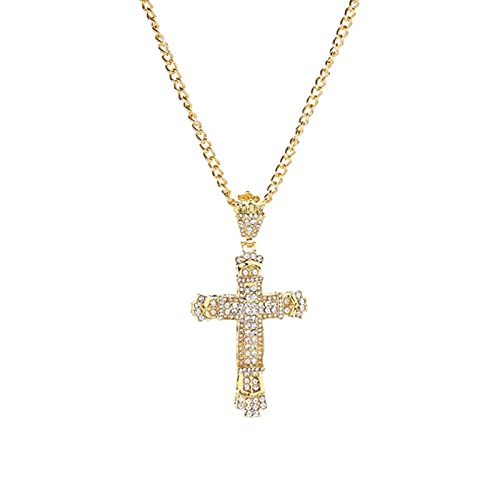 [EDVTSIHR] Fashion Women & Men Rhinestone Cross Pendants Necklaces Hip Hop Jewelry Long Chain gift Large Collection Of Cross