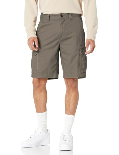 Amazon Essentials Men's 10" Classic-Fit Cargo Shorts, Soft Cotton Twill (Available in Big & Tall), Khaki Brown, 36
