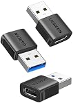 UGREEN USB to USB C Adapter 3 Pack, 10Gbps Data Transfer USB A to USB C Adapter Car Charger Adapter for iPad, iPhone 17 Pro Max, Galaxy S25, Car Play, PC/Laptop, Hard Drive Enclosure
