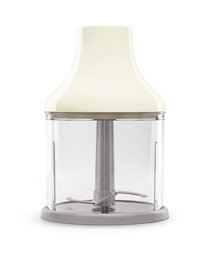 SMEG Handheld Immersion Blender with Beaker, Chopping Bowl w/Lid, Wire Whisk, 5 Speed Controls, made with Stainless Steel Blades and Ergonomic Design (Cream) image 4