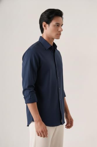 Image of CRYSTAL SKY Men Airy Linen Cotton Shirt Regular Fit Full Sleeves Solid Formal Shirt Stylish Daily Casual Office Wear