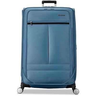 Samsonite Soft-Sided 29-Inch Lightweight Large Checked Expandable Element Suitcase: Durable, 360 Spinner Wheels, Adjustable Telescopic Handle, 2 Front & 1 Side Pocket- Captains Blue