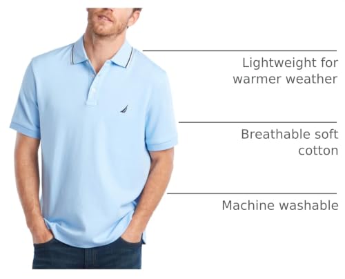 Image of Nautica Men's Classic Fit Short Sleeve Dual Tipped Collar Polo Shirt