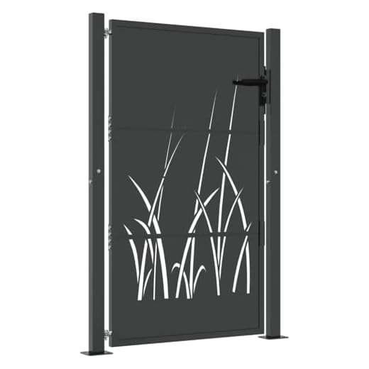 vidaXL Gartentor, Gartentür mit Gras-Design, Abschließbar Hoftor Eingangstor für Garten Terrasse, Tor Zauntor Gartenpforte, Anthrazit 100x125 cm Stahl