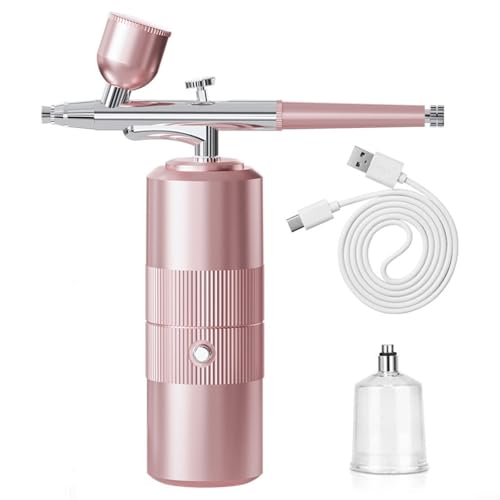 HomeVortex Kit de pistola pulverizadora de aerógrafo inalámbrico con carga rápida USB, 3 modos de presión ajustables, punta precisa de 0.3 mm, múltiples tamaños de taza para trabajos de detalles de