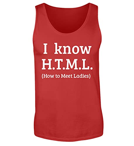 Camiseta de tirantes PHP HTML roja S para programadores en la oficina y eventos tech