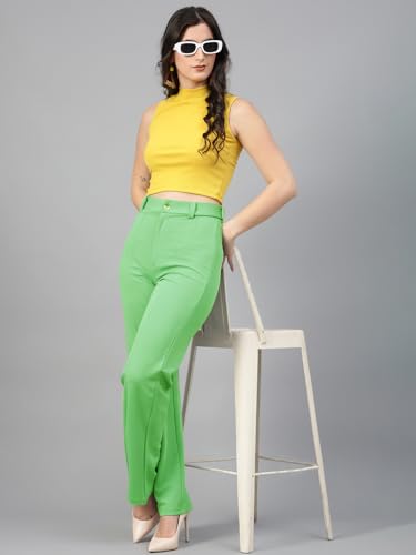 Image of KOTTY Women's Regular Fit High Rise Solid Trousers