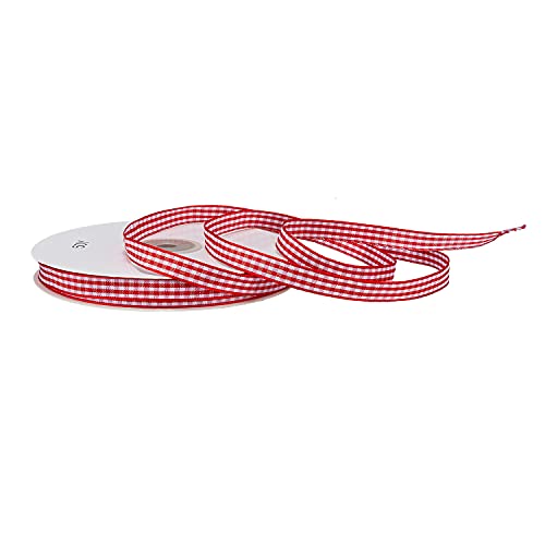 SonneSky 50 Yard 10mm Cinta de Cuadros Vichy de Decoración Cinta Vichy Rojo Cinta de Regalo Cover