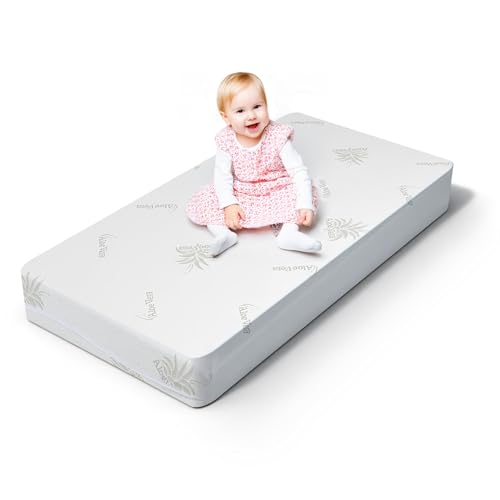 MUUN – Materasso Lettino 60x120, H 14 cm, per Neonato, Antisoffoco con Aloe Vera, Materasso Culla o per Lettino da Campeggio, Traspirante Non Sfoderabile, Modello BEBÈ