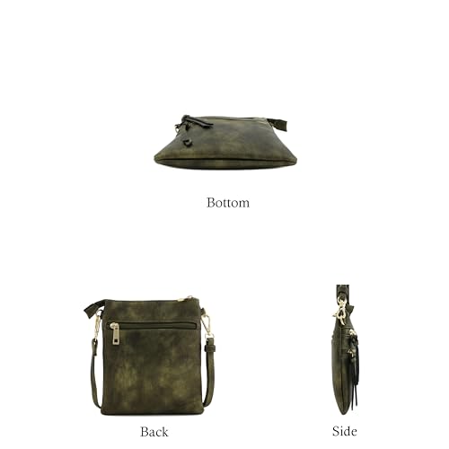 Image of Isabelle Small Lightweight Shoulder Bag for Women, Mini Multi Zipper Pocket Crossbody Handbag with Adjustable strap