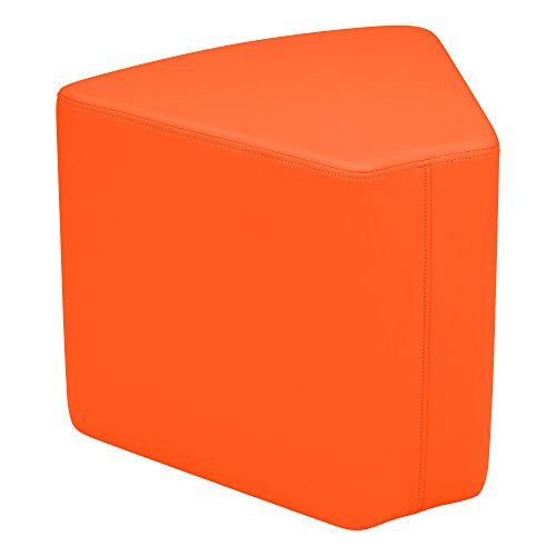 Image of Sprogs 18 inch H Structured Wedge Stool -Flexible Modular Collaborative Soft Seating for Office, Home, Lounge and School Classrooms with Durable Frame & Set of 2 inch Casters Add-on -Orange