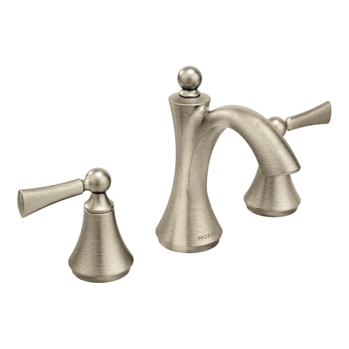 Moen Wynford Brushed Nickel Two-Handle Widespread High-Arc Bathroom Faucet with Lever Handles, Valve Included, TV4520BN by Moen - Used condition - US$260.36
