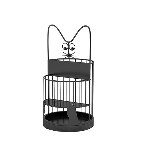 Porte-parapluie en métal noir de 30 cm avec bac égouttoir