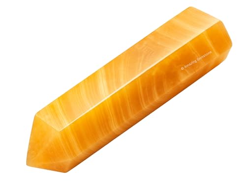 Image of Amazing Gemstone Large Yellow Calcite Crystal Towers ~ Natural Healing Crystal Point Obelisk for Reiki Healing and Crystal Grid (5.5 to 6 INCH)