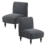 Genérico Fundas para sillas de Sala de Estar con Estampado Funda de Sillón sin Reposabrazos Lavables Funda de Silla sin Brazos, Protector de Muebles Gris Oscuro 1 Pieza