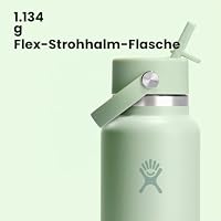 Hydro Flask 1,2 l breite Flex-Trinkhalm-Flasche, isolierter Edelstahl, breiter Strohhalm-Deckel, auslaufsicher, auslaufsicher in Aloe – Ansicht 3
