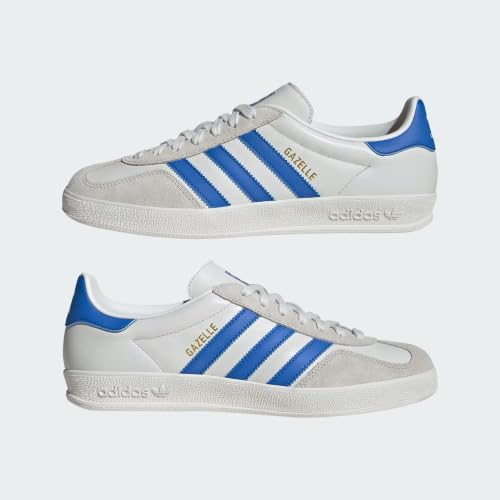 Image of adidas Men's Gazelle Indoor Sneaker, Crystal White /Blue /Grey One, Size 9
