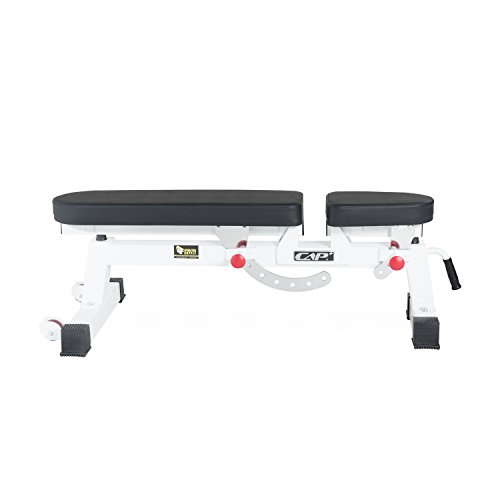 CAP+ Commercial Grade Three-Way Utility Bench - Adjustable Weight Bench Heavy Duty Workout Bench for Full Body Workout (White)