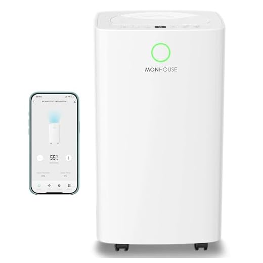 MONHOUSE Deshumidificador Digital De 12L/Dia - WiFi, Modo De Reposo, Temporizador De 24 Hora - Eliminador De Moho, Humedad Y Condensacion Electrico Portatil - Absorbedor De Humedad Silencioso