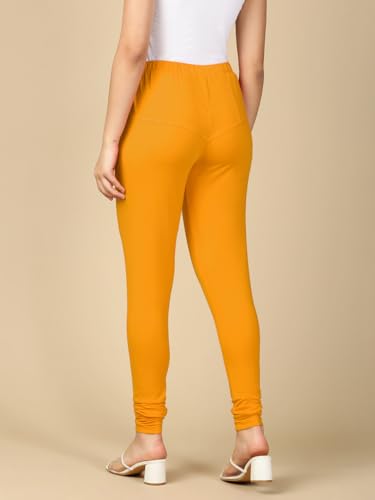Image of Lux Cozi PYNK Solid Premium Cotton Lycra Churidar Leggings for Women | Regular Fit Elastic Waist Full Length Women Leggings | Free Size