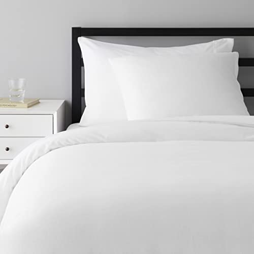 Amazon Basics - Bettwäsche-Set, 2 Stück Fein-Biber, 135 x 200 cm, Weiß,...