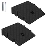 2 Stück Bordsteinrampen – 25x27x7cm Tragbare Türschwellenrampe mit 2 Erweiterungsbolzen, Kunststoff Auffahrrampe Schwellenrampe Rampe Rollstuhl für Treppe, Auffahrt, Gehweg, Motorrad, Roller, Auto