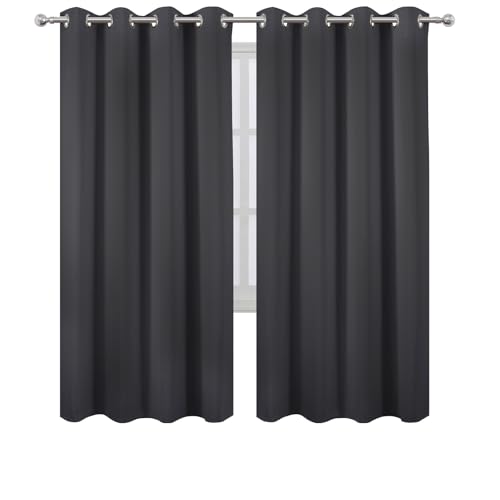 Image of LEMOMO Dark Grey Thermal Blackout Curtains /52 x 72 Inch /Set of 2 Panels Room Darkening Curtains for Bedroom