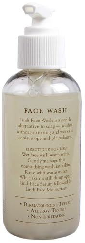 Lindi Skin Face Wash for Dry & Sensitive Skin - Gentle, Moisturizing Formula That Hydrates & Refreshes Your Body and Scalp - Reduce Facial Rashes, Redness, and Iitching (4 fl oz)